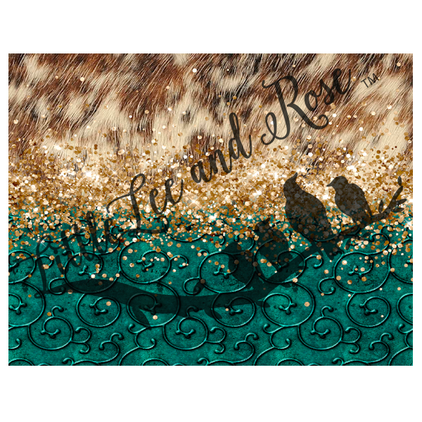 Teal Tooled Leather & Fur Full Sheet 8.5x11 Instant Transfer