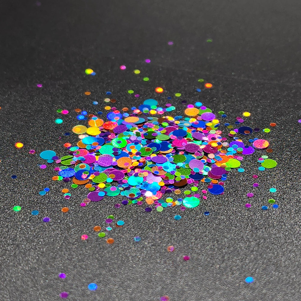 
            
                Load image into Gallery viewer, Shape Glitter - Rainbow Party Holo Dots
            
        