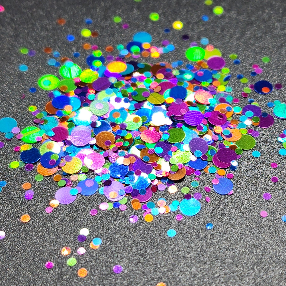 
            
                Load image into Gallery viewer, Shape Glitter - Rainbow Party Holo Dots
            
        