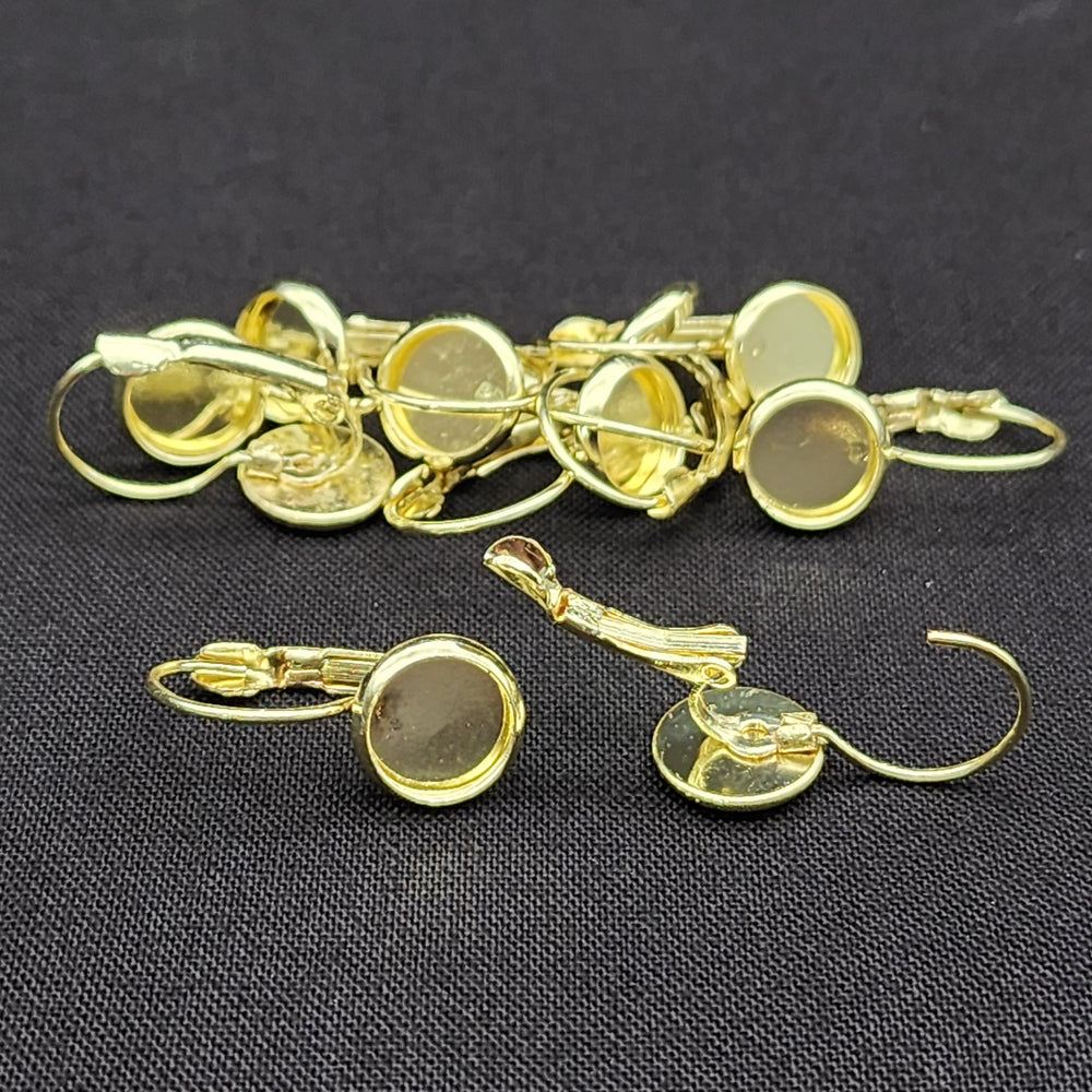 French Lever Earring Bezels - Set of 10