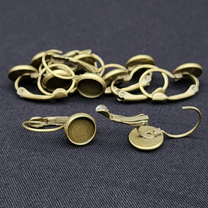 French Lever Earring Bezels - Set of 10