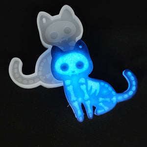 The Cute But Creepy Collection - Sitting Skeleton Cat Keychain Mold
