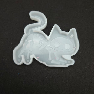 The Cute But Creepy Collection - Playful Skeleton Cat Keychain Mold