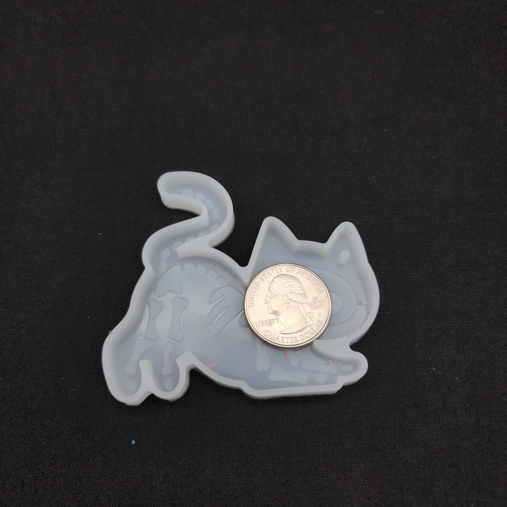 The Cute But Creepy Collection - Playful Skeleton Cat Keychain Mold