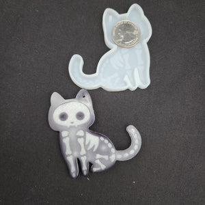 The Cute But Creepy Collection - Sitting Skeleton Cat Keychain Mold