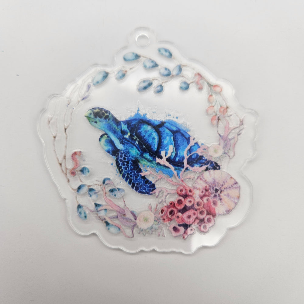 Keychain & Decal Set - Sea Turtle Wreath