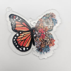 Keychain & Decal Set - Orange Butterfly Succulent