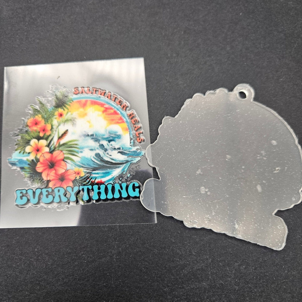 
            
                Load image into Gallery viewer, Keychain &amp;amp; Decal Set - Saltwater Heals Everything
            
        