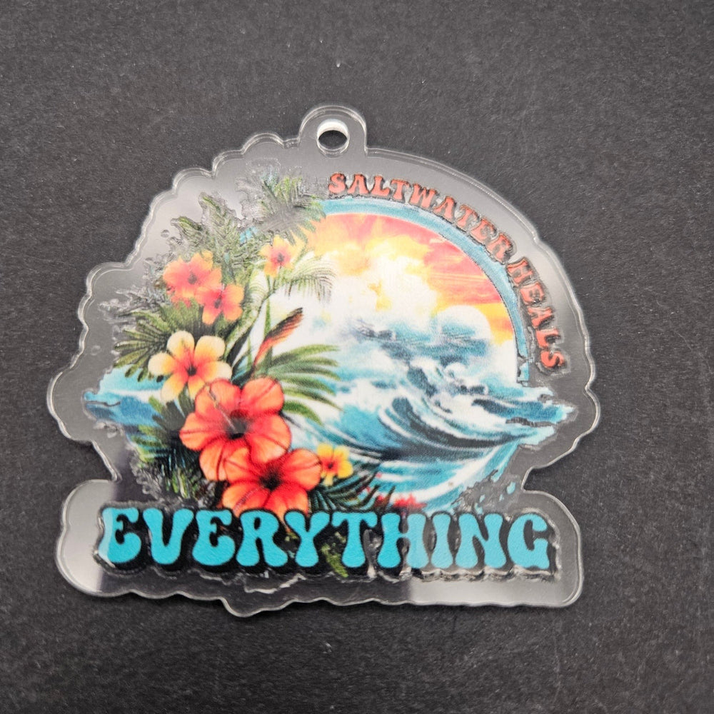 
            
                Load image into Gallery viewer, Keychain &amp;amp; Decal Set - Saltwater Heals Everything
            
        