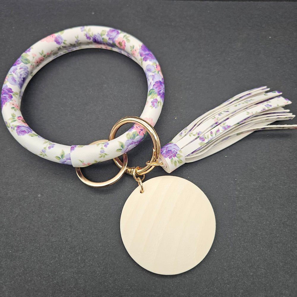 
            
                Load image into Gallery viewer, Key Keeper with Tassel &amp;amp; Blank - White &amp;amp; Purple Floral
            
        