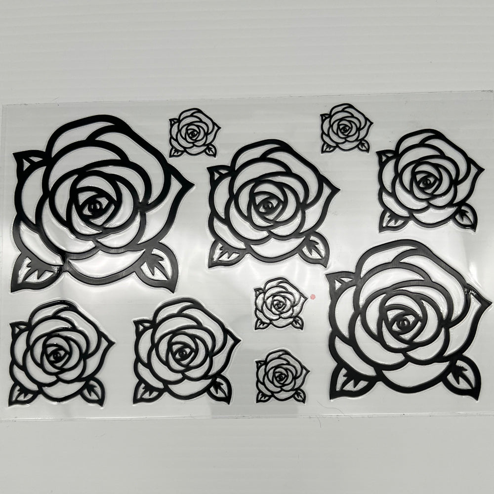 
            
                Load image into Gallery viewer, Black Rose Outline Instant Transfer Half Sheet
            
        