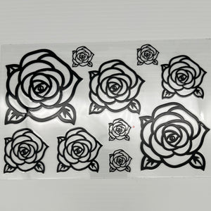 Black Rose Outline Instant Transfer Half Sheet