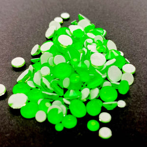 Single Color Rhinestone Mix - Neon Green - GLASS