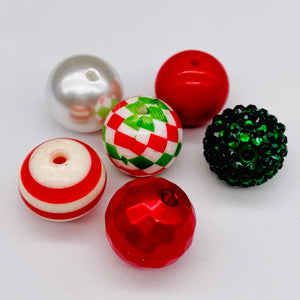 Acrylic Beads -  Red/Green