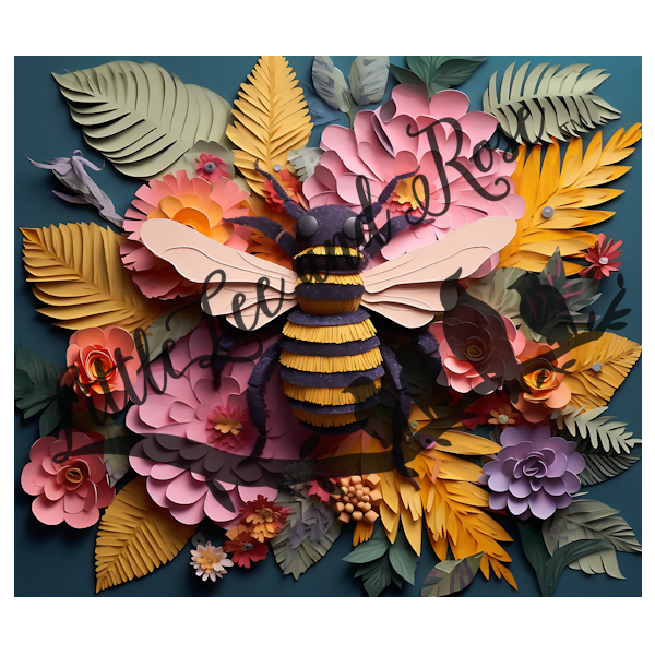 
            
                Load image into Gallery viewer, 3D Bee with Pink Flowers Full Sheet 8.5x11 - Instant Transfer
            
        