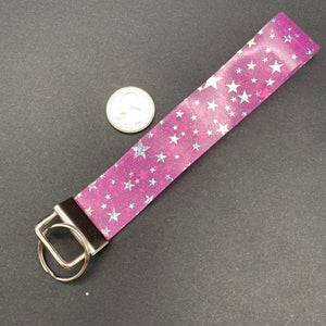 Holographic Star Wristlet Keychain - Pink