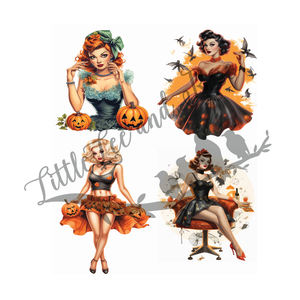 
            
                Load image into Gallery viewer, Vintage Pin-Up Girl set of 4 - Sublimation Print
            
        