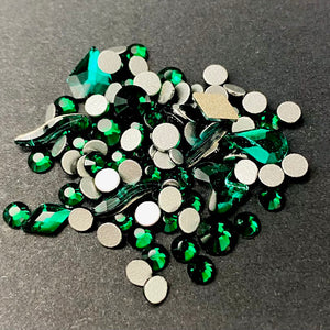 Single Color Rhinestone Shape Mix - Green - GLASS