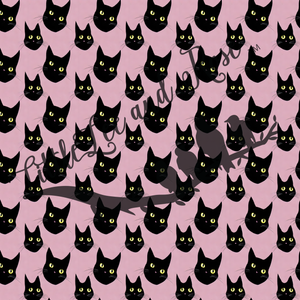 Pink with Black Cats Full Sheet 8.5x11 - Instant Transfer