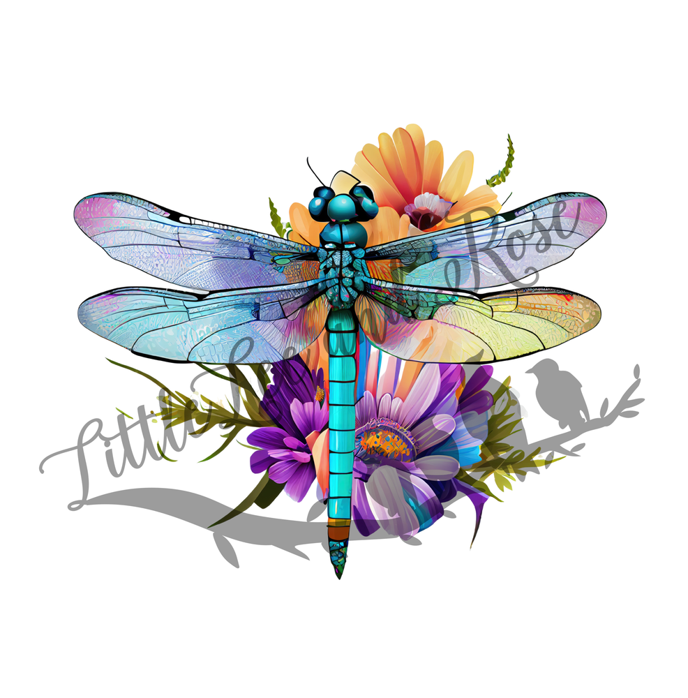 Dragonfly and Daisies Sublimation Print