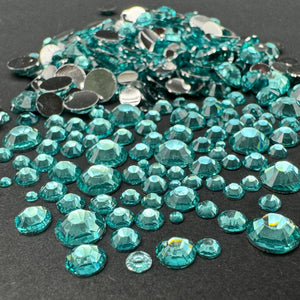 Single Color Rhinestone Mix - Aquamarine - RESIN