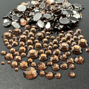 Single Color Rhinestone Mix - Dark Brown - RESIN