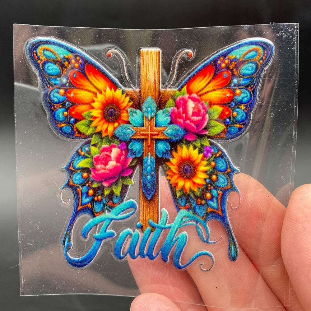 
            
                Load image into Gallery viewer, Faith Cross Butterfly UV-DTF 2.5 inch
            
        