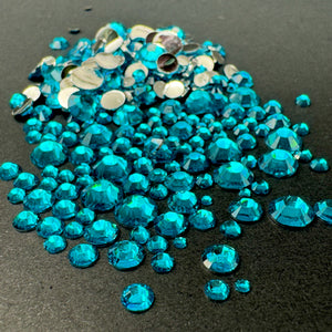 Single Color Rhinestone Mix - Capri Blue - RESIN