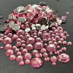 Single Color Rhinestone Mix - Dark Pink - RESIN