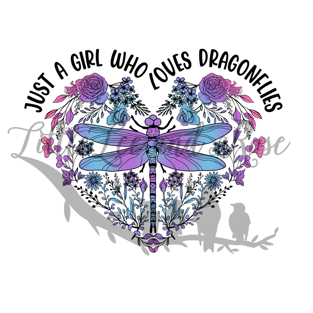 Girl Who Loves Dragonflies Instant Transfer