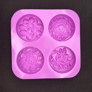 4-Cavity Floral Soap Mold