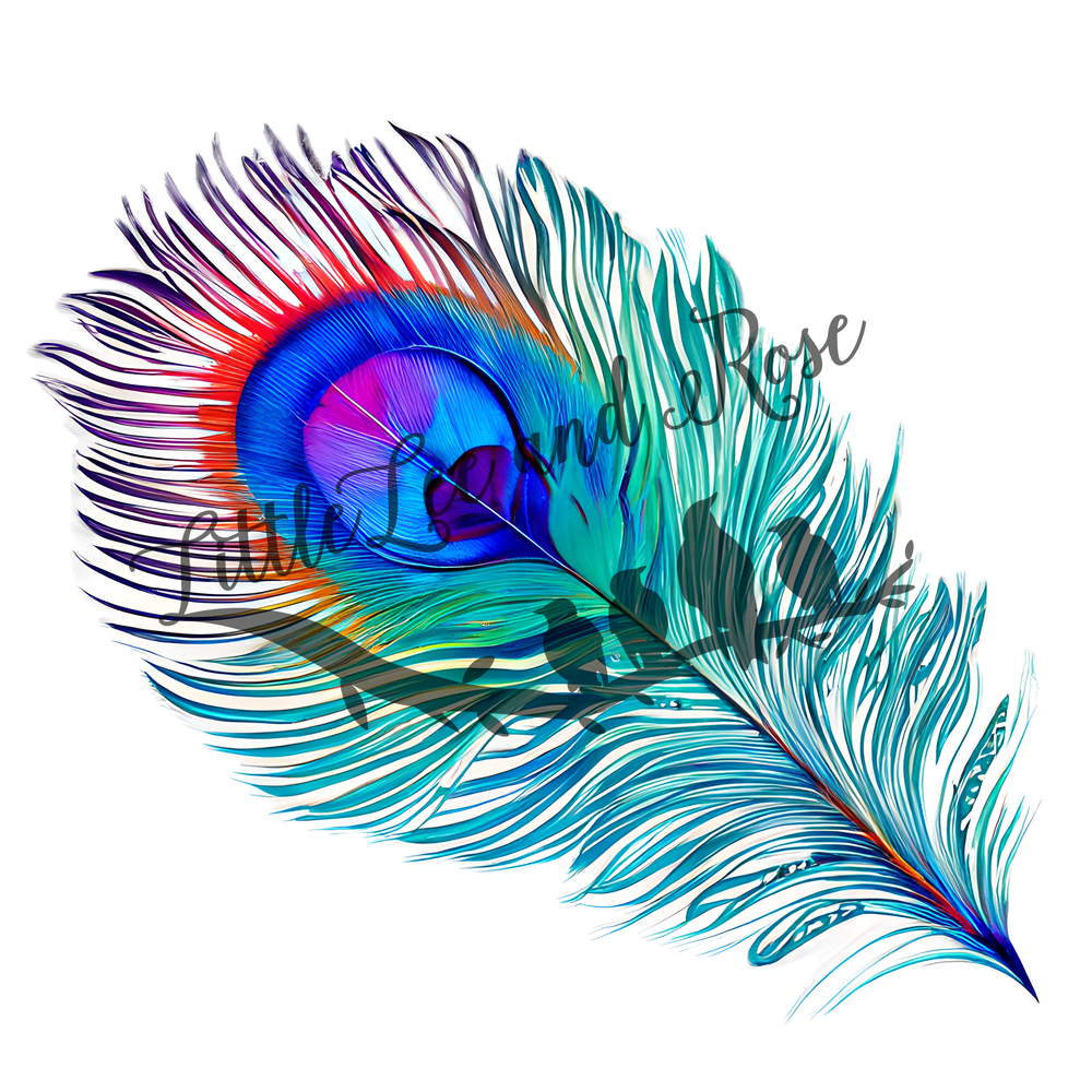 Rainbow Peacock Feather Clear Waterslide