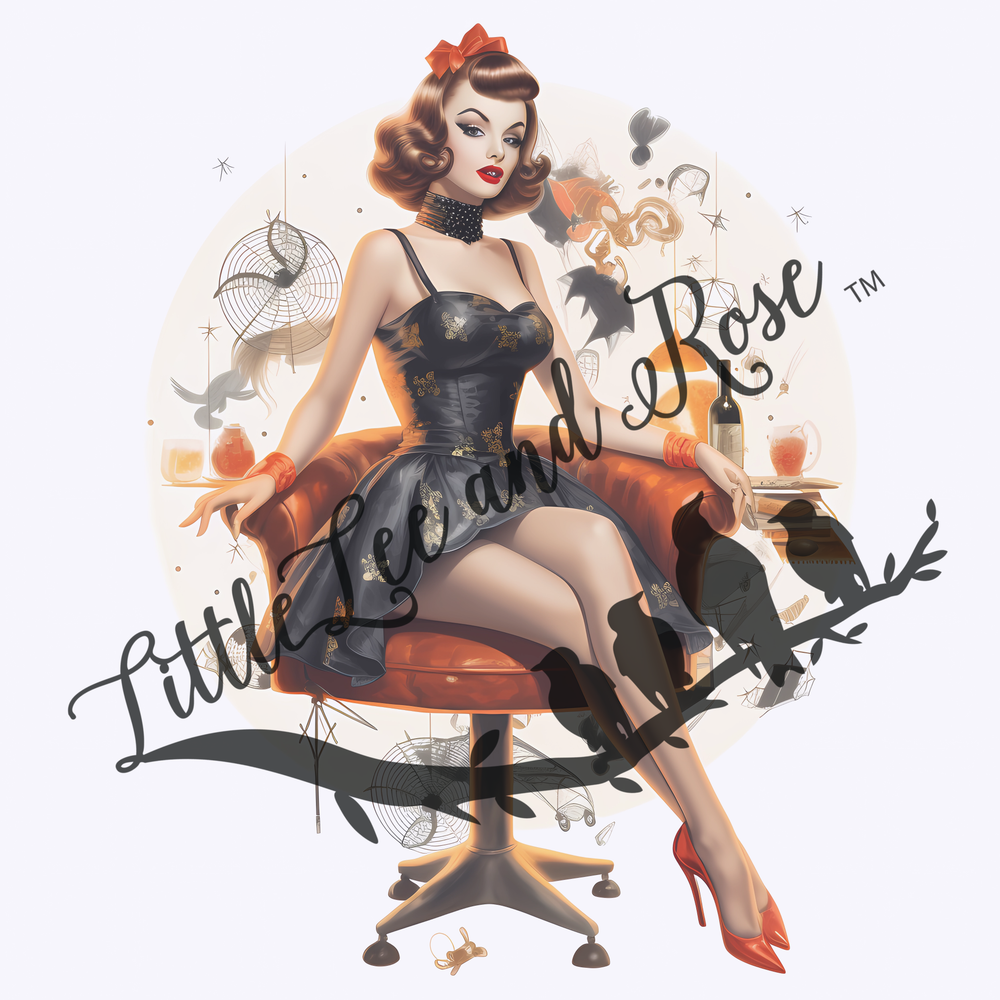 
            
                Load image into Gallery viewer, Red Bow Vintage Pin-Up Girl - Sublimation Print
            
        