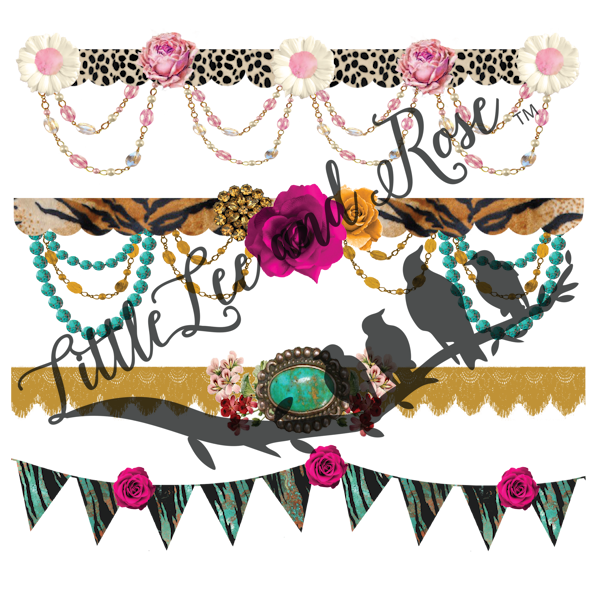 Bejeweled Borders Instant Transfer - Set of 4