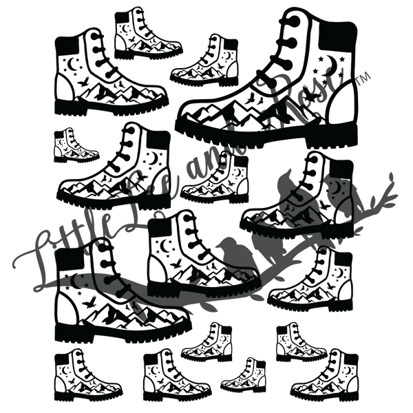 
            
                Load image into Gallery viewer, Black Hiking Boots Instant Transfer Sheet
            
        