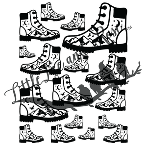 Black Hiking Boots Instant Transfer Sheet