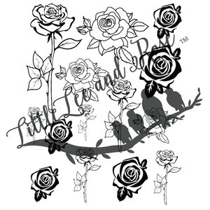 Black Outline Rose  UV-DTF Sheet