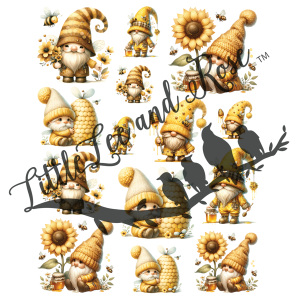 
            
                Load image into Gallery viewer, Bumblebee Gnomes Instant Transfer Sheet
            
        