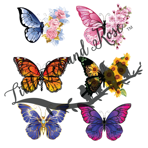 Mini Butterfly Set of 6 - Instant Transfer