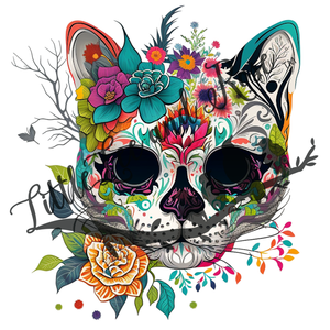 
            
                Load image into Gallery viewer, Cat Sugar Skull - Instant Transfer
            
        