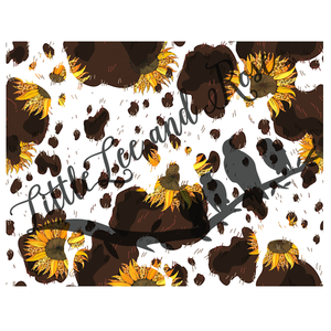 Dark Brown Cowhide Sunflower Full Sheet 8.5x11 Instant Transfer