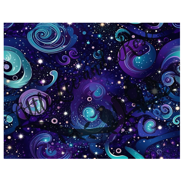Deep Blue Galaxy Swirl Full Sheet 8.5x11 Instant Transfer