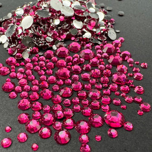 Single Color Rhinestone Mix - Dark Rose - RESIN