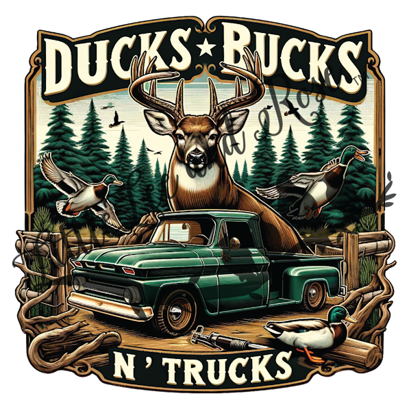 
            
                Load image into Gallery viewer, Ducks, Bucks N&amp;#39; Trucks UV-DTF
            
        