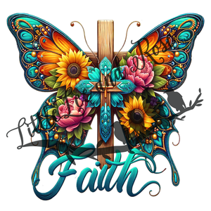 Faith Cross Butterfly UV-DTF 2.5 inch