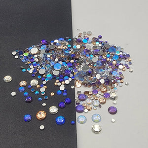 Multicolored Rhinestone Mix - Winter Blues - Glass