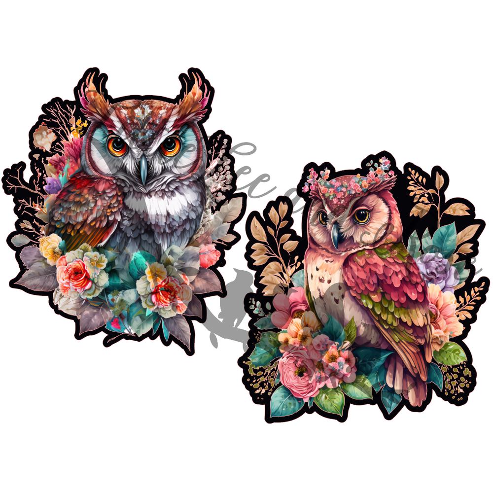 
            
                Load image into Gallery viewer, Printed Vinyl Stickers - Majestic Owl Pair
            
        