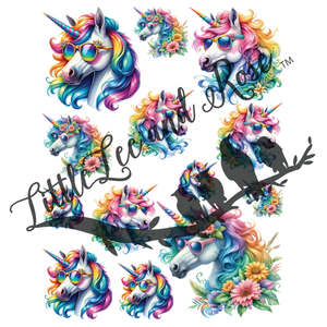 Neon Unicorn Instant Transfer Sheet