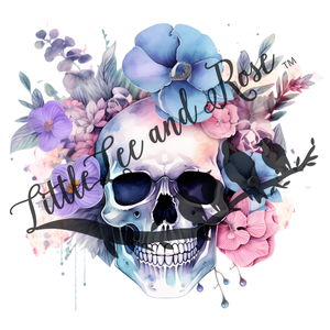 Pastel Skull & Flowers Sublimation Print