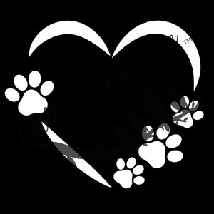 Paw Heart Instant Transfer - White